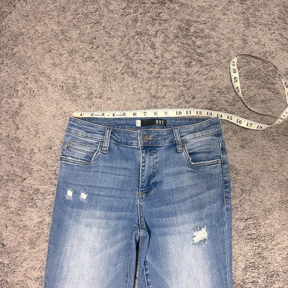 KUT from the Kloth Catherine Boyfriend Denim Distressed Blue Jeans Sz 0 - Picture 8 of 12